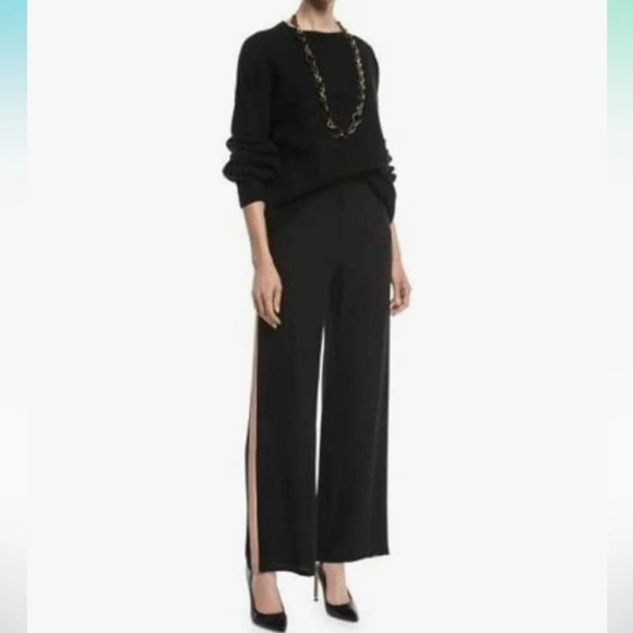 Eileen Fisher Women’s 100% Silk Georgette Black Wide Leg Pants - Picture 1 of 16